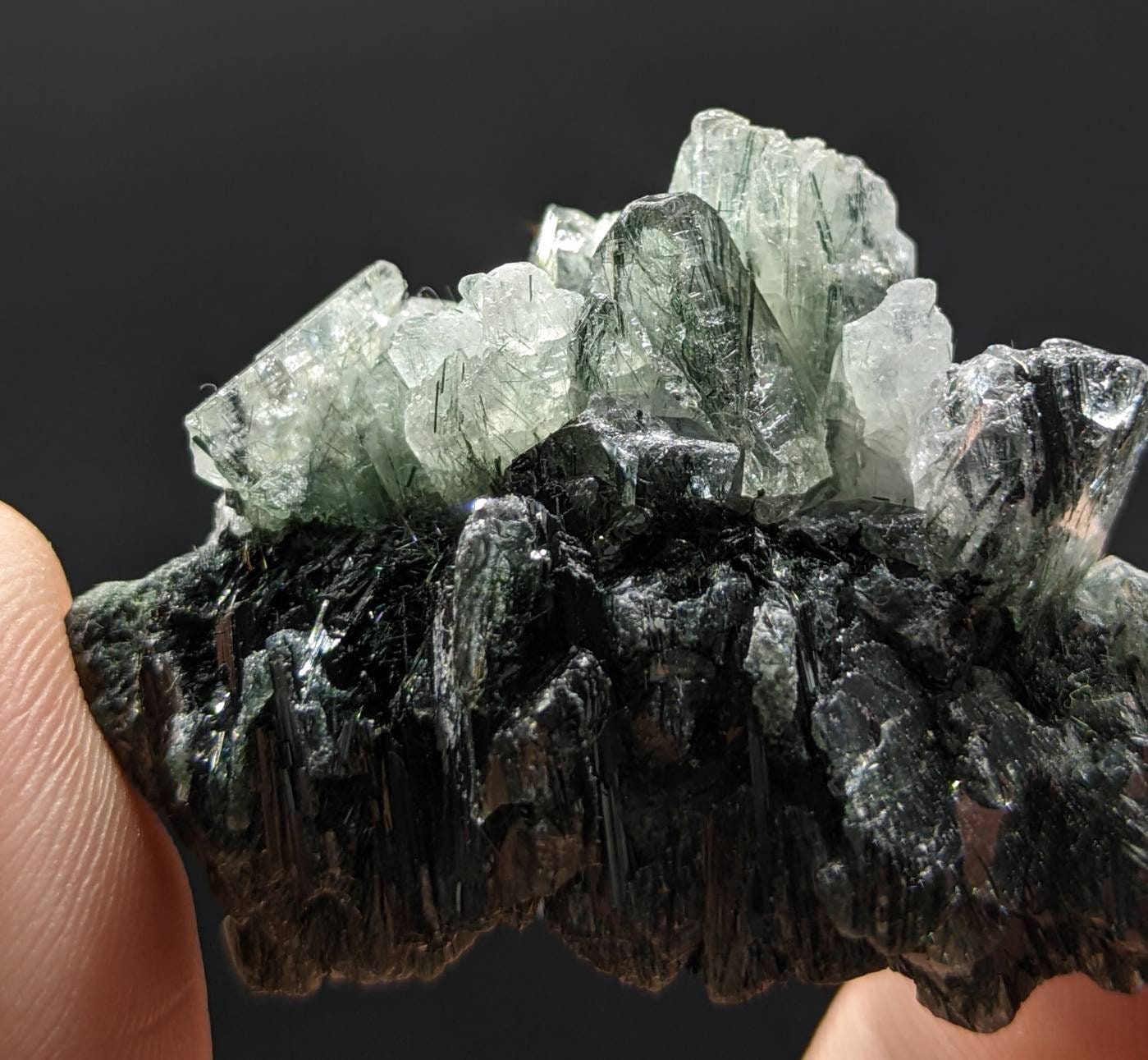 ARSAA GEMS AND MINERALSapatite cluster on matrix with green basolite inclusion from KP Pakistan, 28.6 gram - Premium from ARSAA GEMS AND MINERALS - Just $25.00! Shop now at ARSAA GEMS AND MINERALS