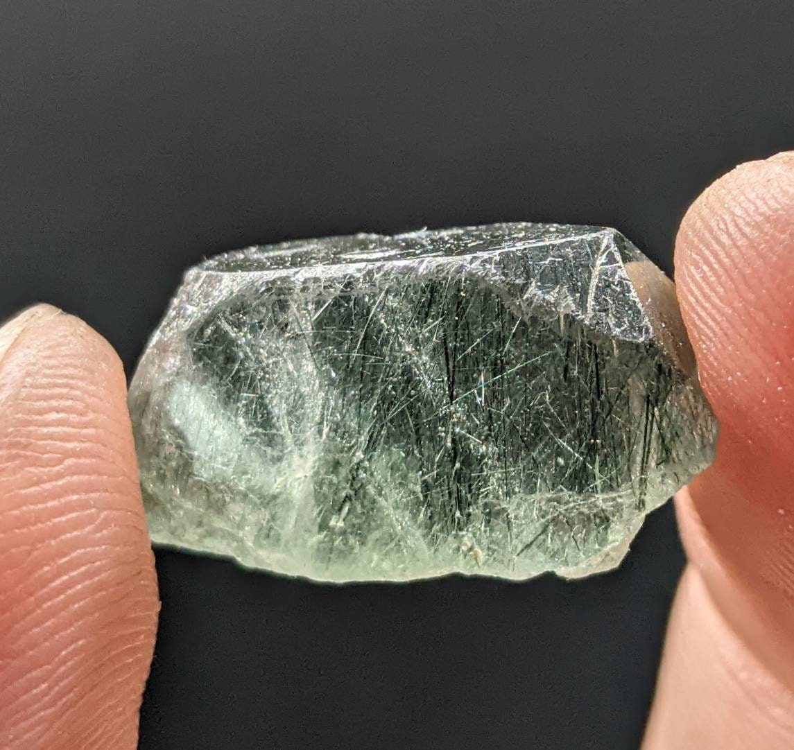 ARSAA GEMS AND MINERALSGreen Apatite with basolite inclusion transparent crystal from Mohmand Agency KPK Pakistan, weight 6.3 grams - Premium from ARSAA GEMS AND MINERALS - Just $20.00! Shop now at ARSAA GEMS AND MINERALS