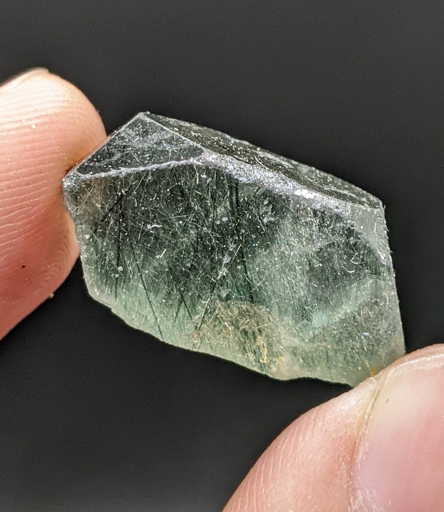 ARSAA GEMS AND MINERALSGreen Apatite with basolite inclusion transparent crystal from Mohmand Agency KPK Pakistan, weight 6.3 grams - Premium from ARSAA GEMS AND MINERALS - Just $20.00! Shop now at ARSAA GEMS AND MINERALS