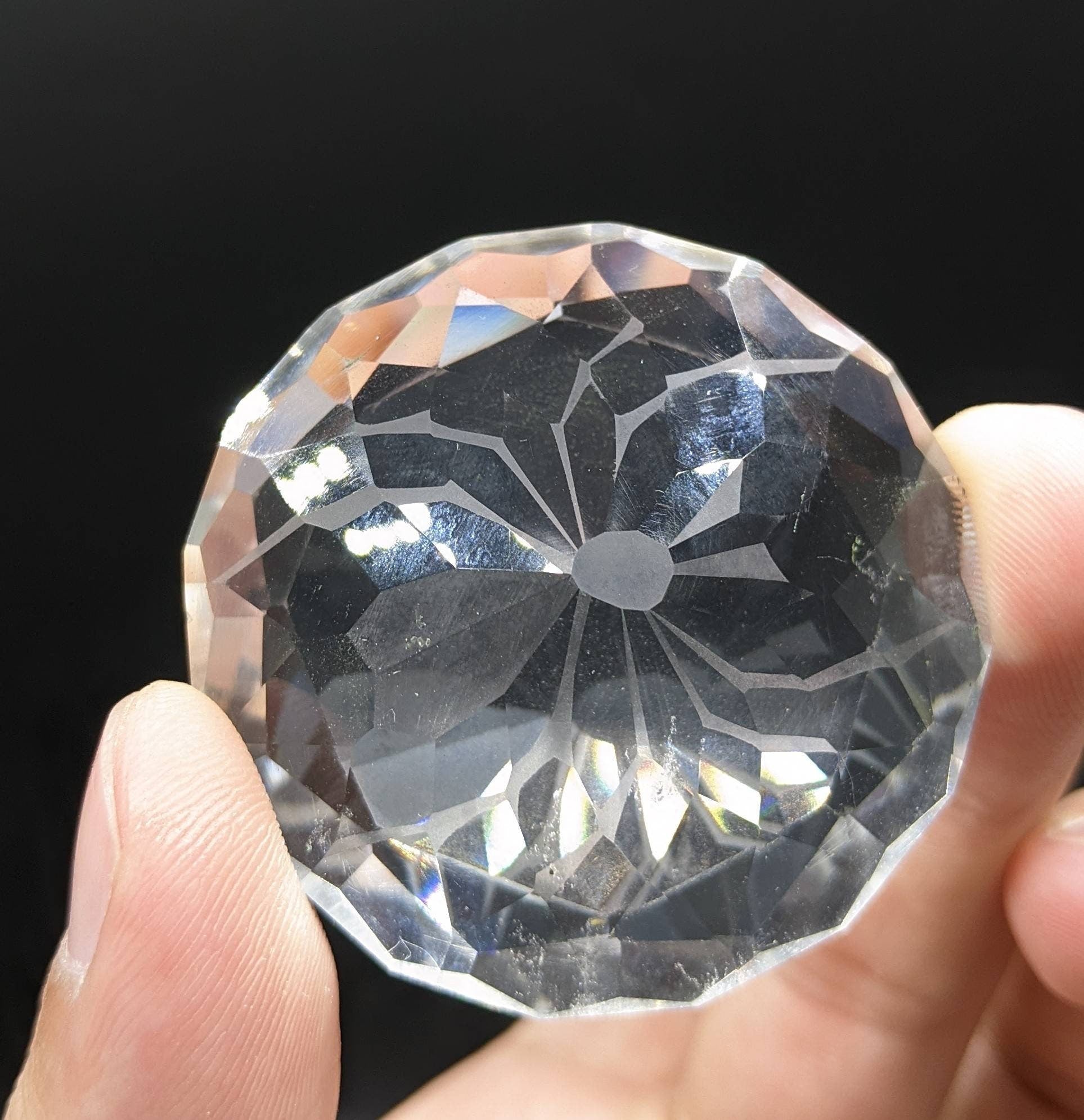 ARSAA GEMS AND MINERALSQuartz faceted gem, eye clean clarity and round cut shape with spider shape carved inside, 222 carats - Premium  from ARSAA GEMS AND MINERALS - Just $250.00! Shop now at ARSAA GEMS AND MINERALS