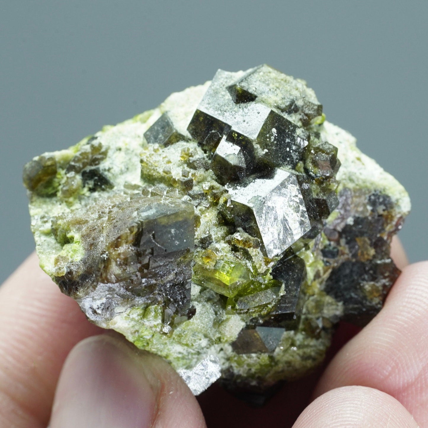 ARSAA GEMS AND MINERALSAndradite garnet crystal on matrix on albite with green epidote from Pakistan, 21.7 grams - Premium from ARSAA GEMS AND MINERALS - Just $50.00! Shop now at ARSAA GEMS AND MINERALS
