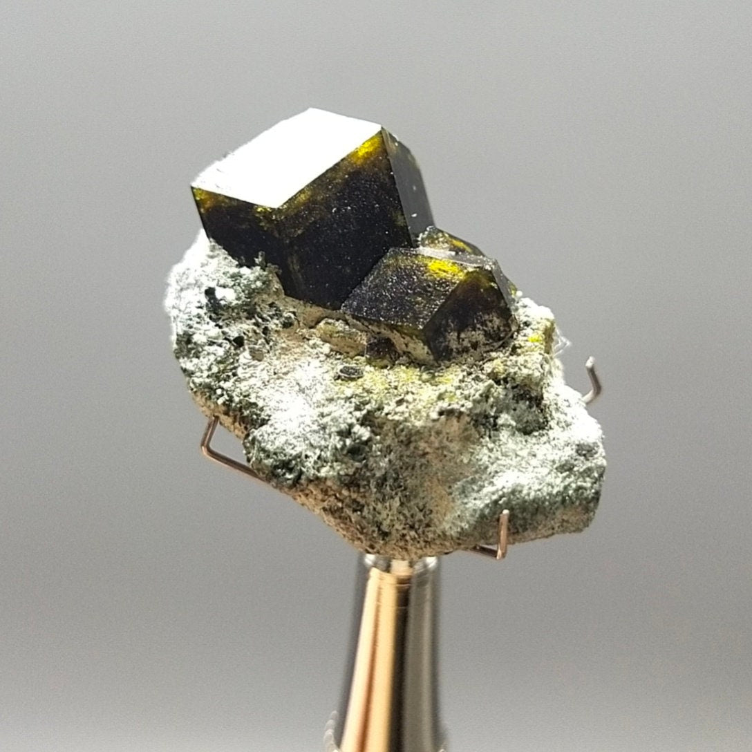ARSAA GEMS AND MINERALSPerfectly cubic Andradite garnet crystal on matrix on albite with green epidote from Pakistan, 10.5 grams - Premium from ARSAA GEMS AND MINERALS - Just $45.00! Shop now at ARSAA GEMS AND MINERALS
