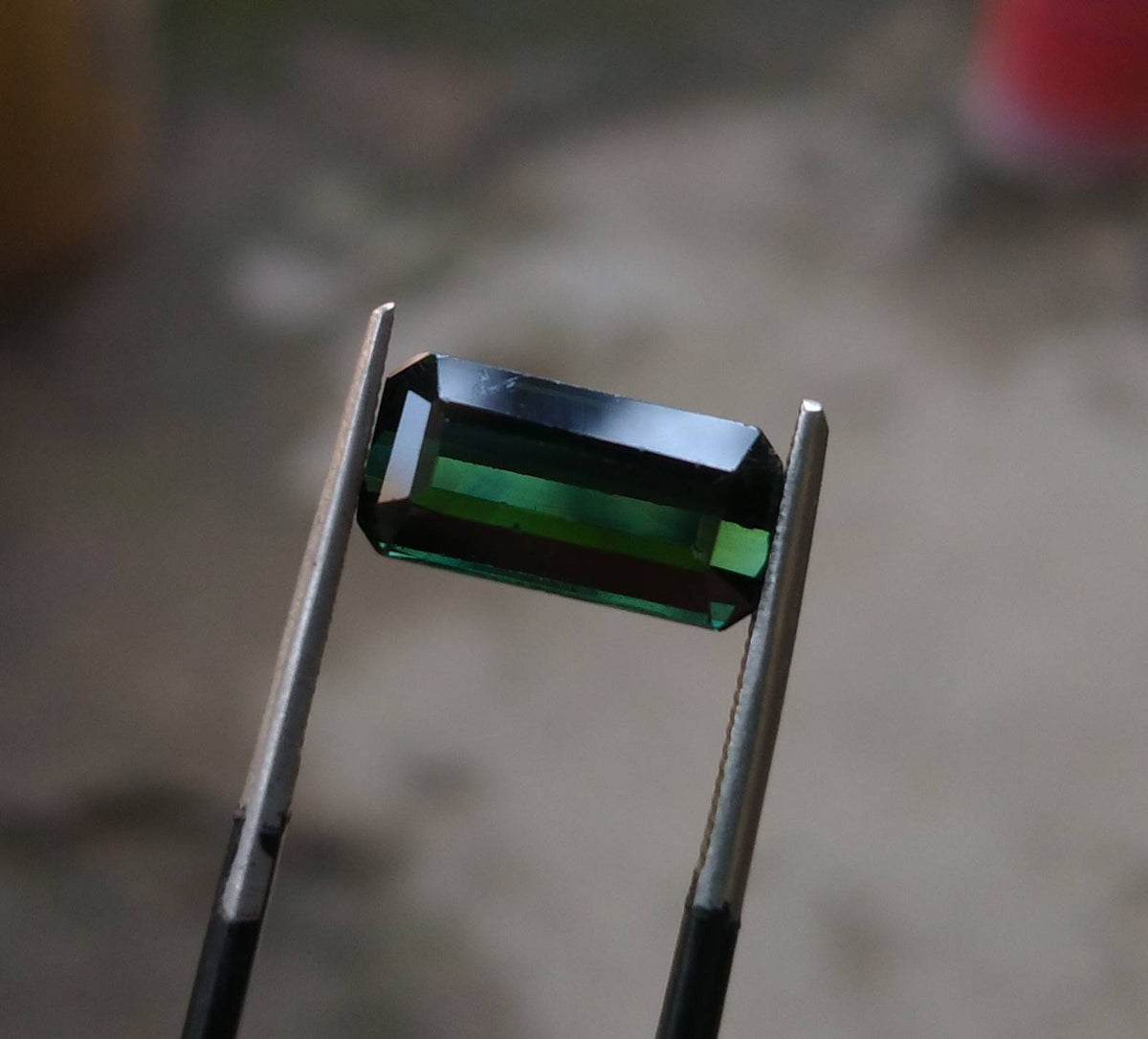 4 Carat Green Tourmaline Gem, Faceted Radiant Cut