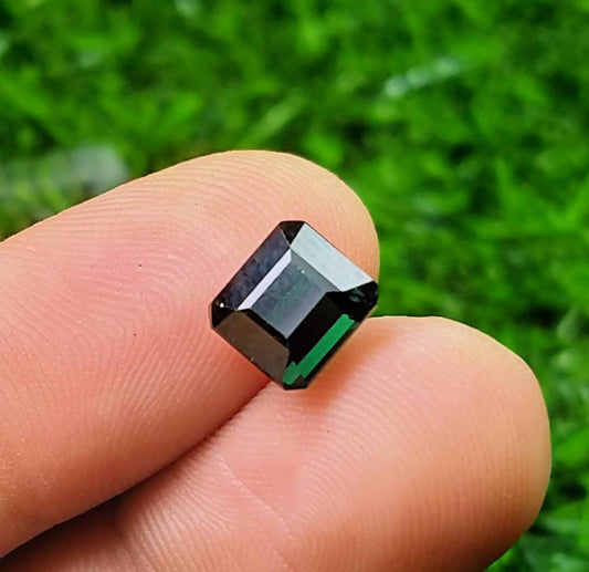 Faceted Dark Green Tourmaline Gem, Untreated, 3 Carat