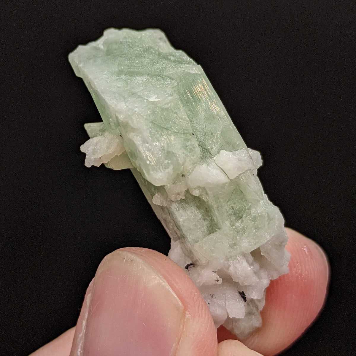 Natural Green Herderite Crystal with Albite, Skardu Pakistan, 11 grams