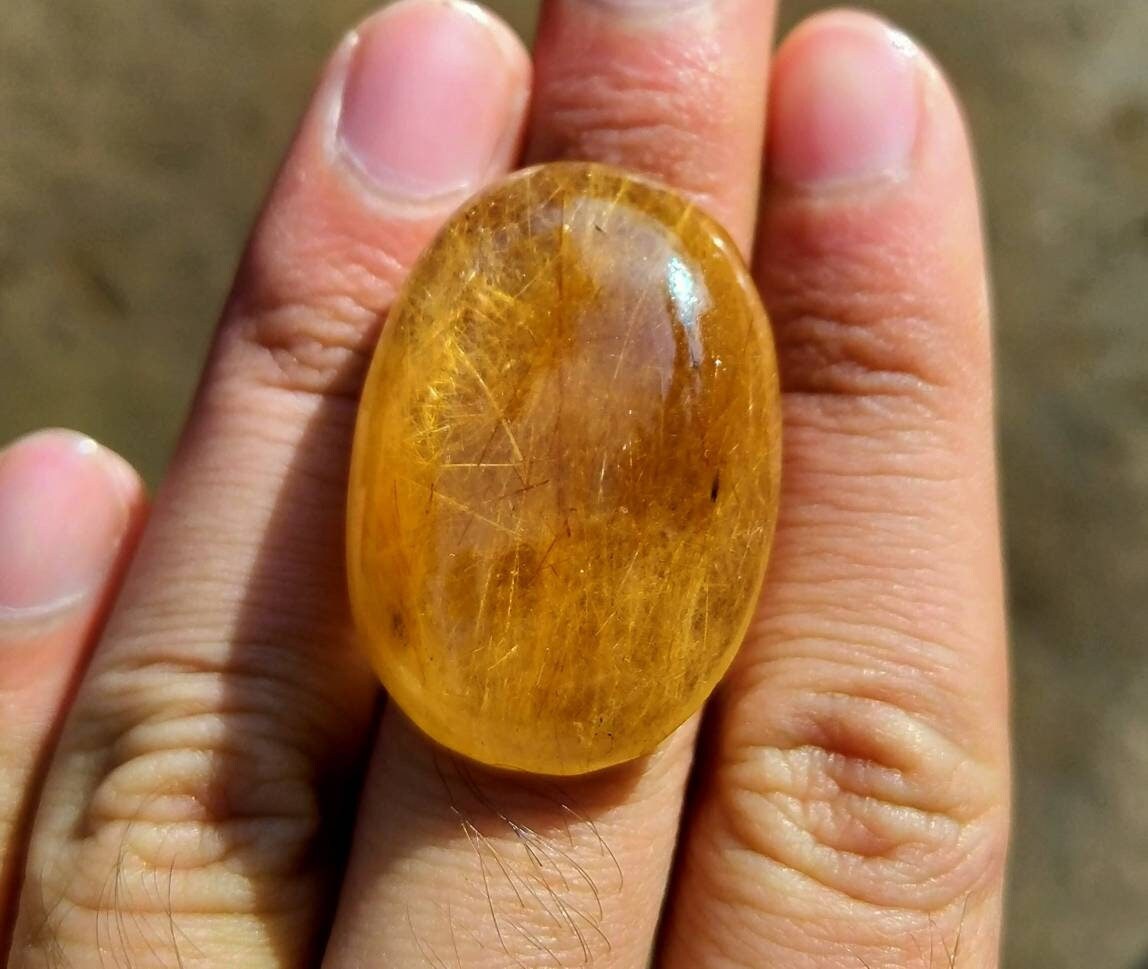 Natural good quality Yellow rutile quartz cabochon