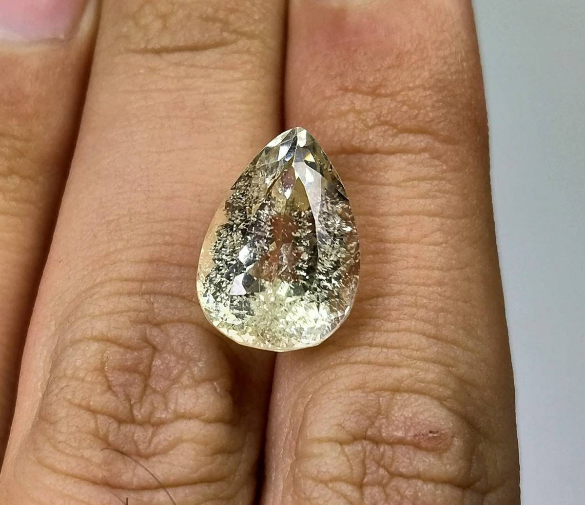 Faceted Pear Kunzite Gemstone, 11 Carats