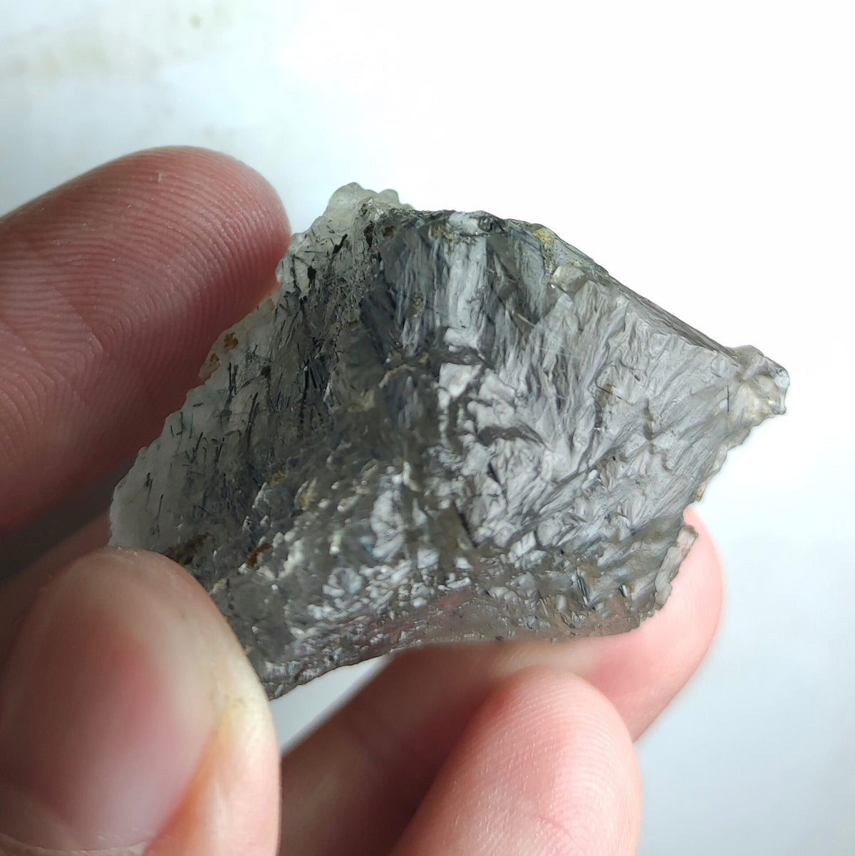 Natural Magnecio-Reibeickite included etched quartz crystal  from Zagi mountain KP Pakistan, 41 grams