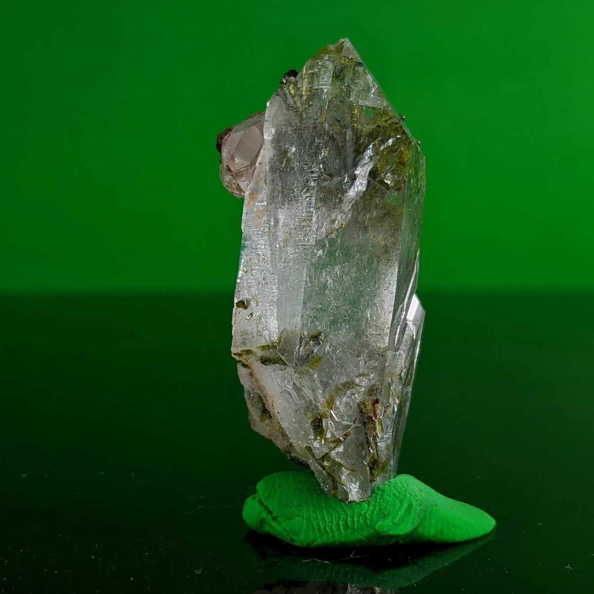 Balochistan Epidote Included Quartz Crystal, Green Mineral Specimen