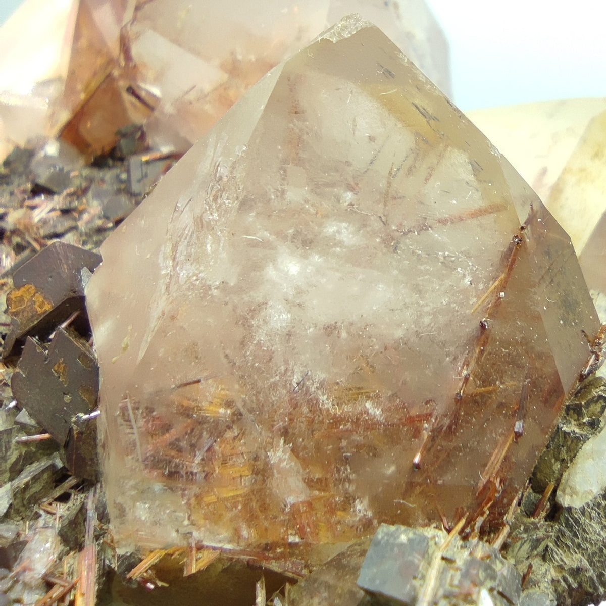 Golden Rutile Quartz Cluster with Siderite, Skardu Pakistan
