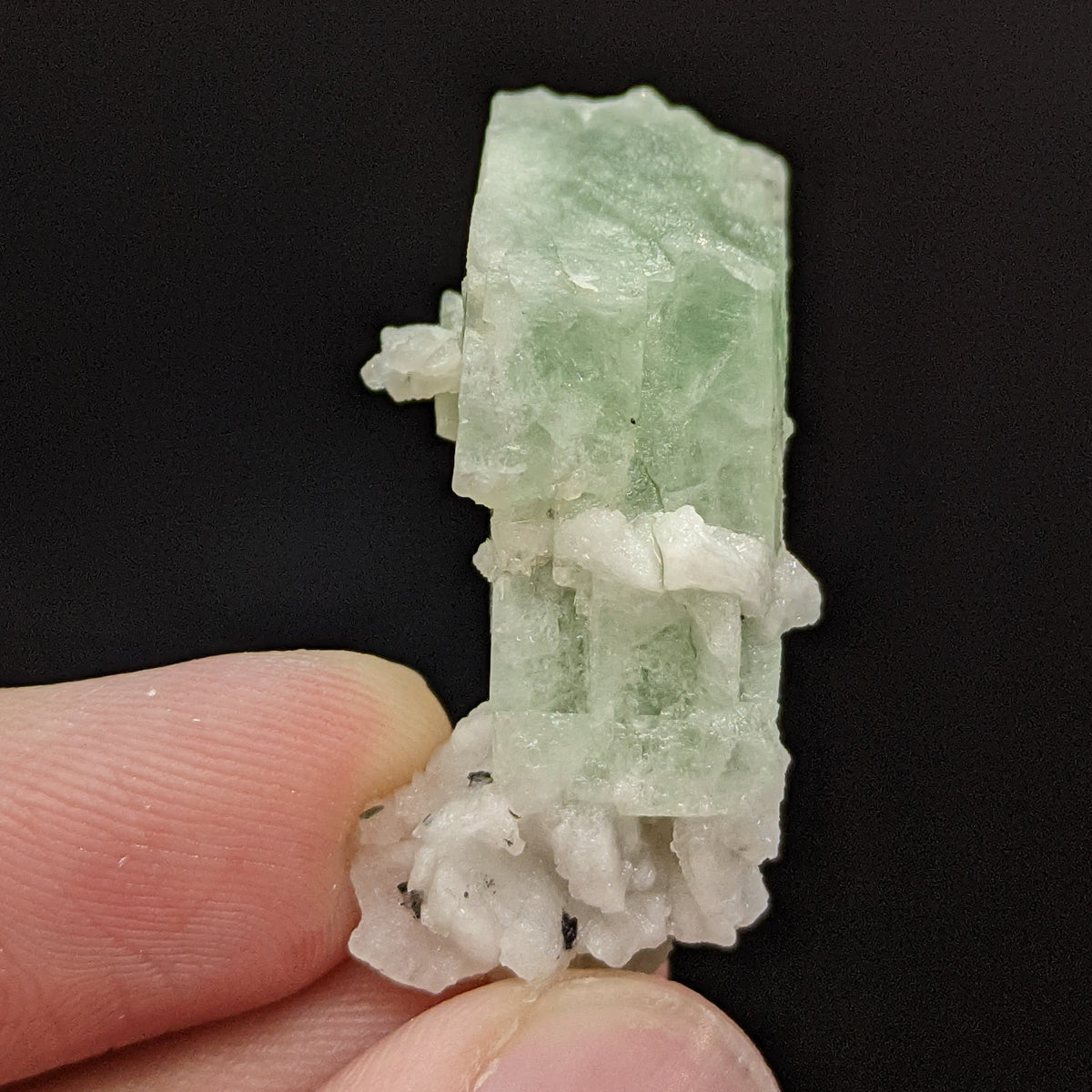 Natural Green Herderite Crystal with Albite, Skardu Pakistan, 11 grams