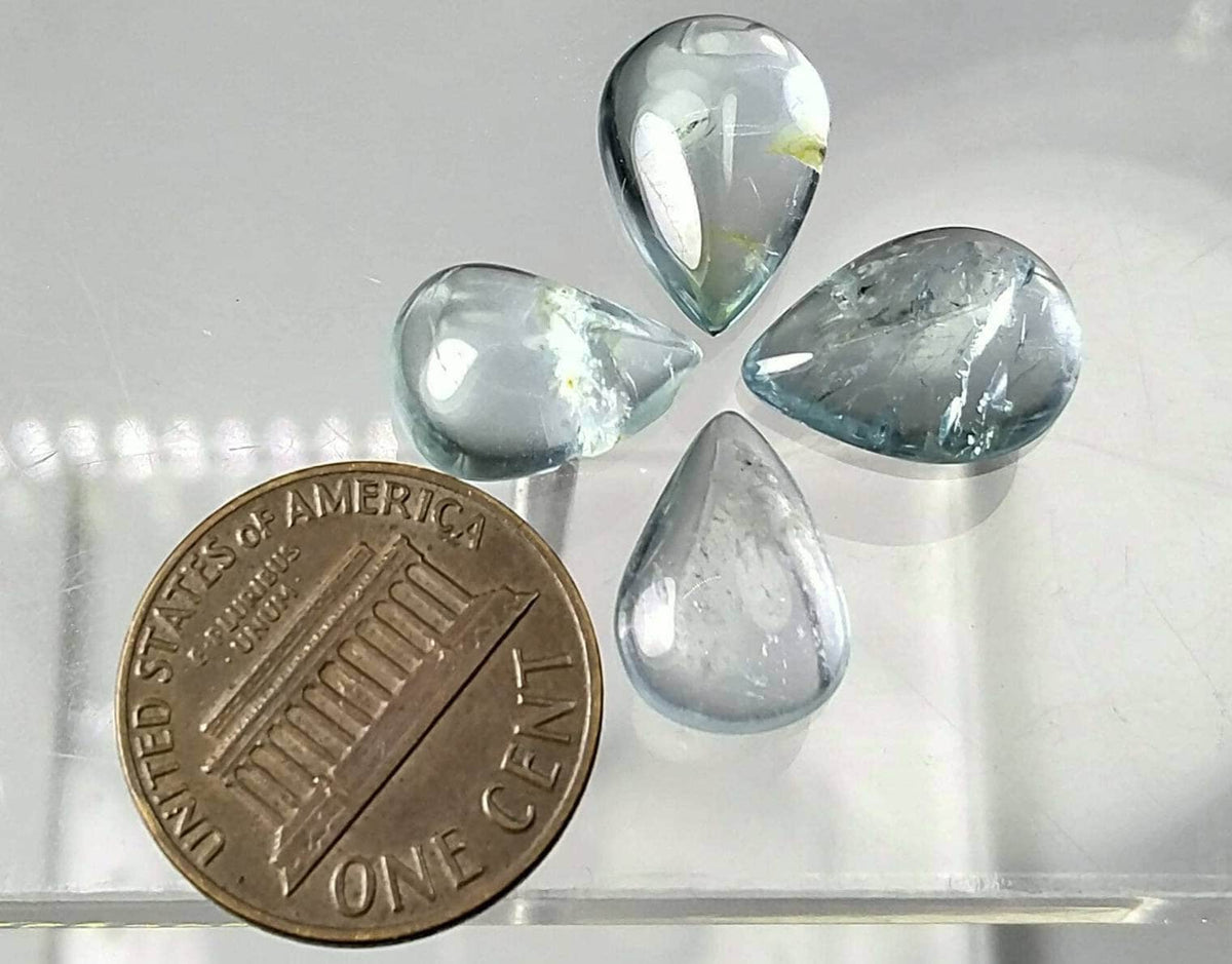 Natural good quality ring sizes pear shape aquamarine cabochons