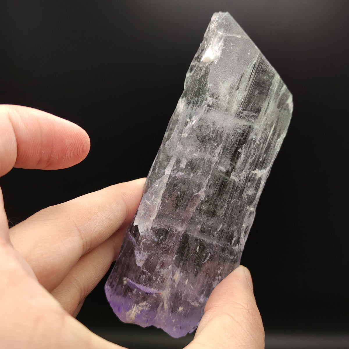Bicolor Spodumene var kunzite clear lustrous crystal from Afghanistan, 188 grams