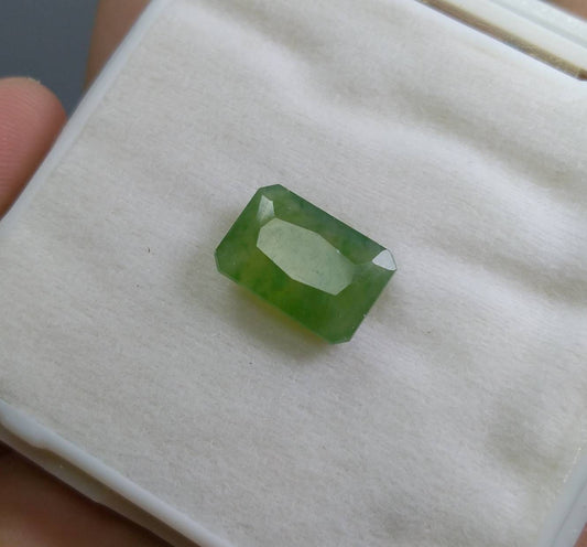 9 Carat Green Garnet Gem, Radiant Cut, Hydrogrossular