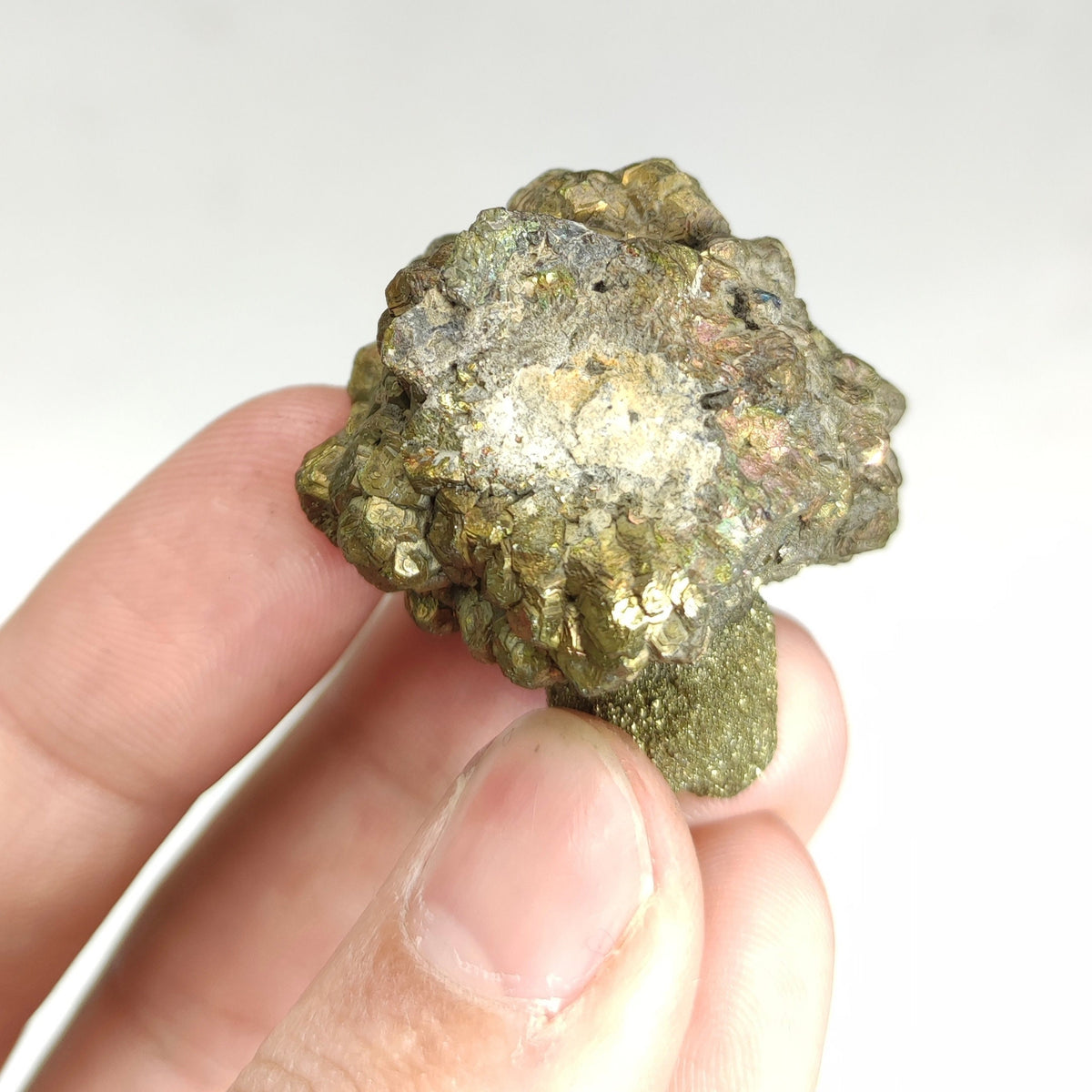Natural golden Marcasite crystal with rainbow effect on surface from Pakistan, 58.4 grams