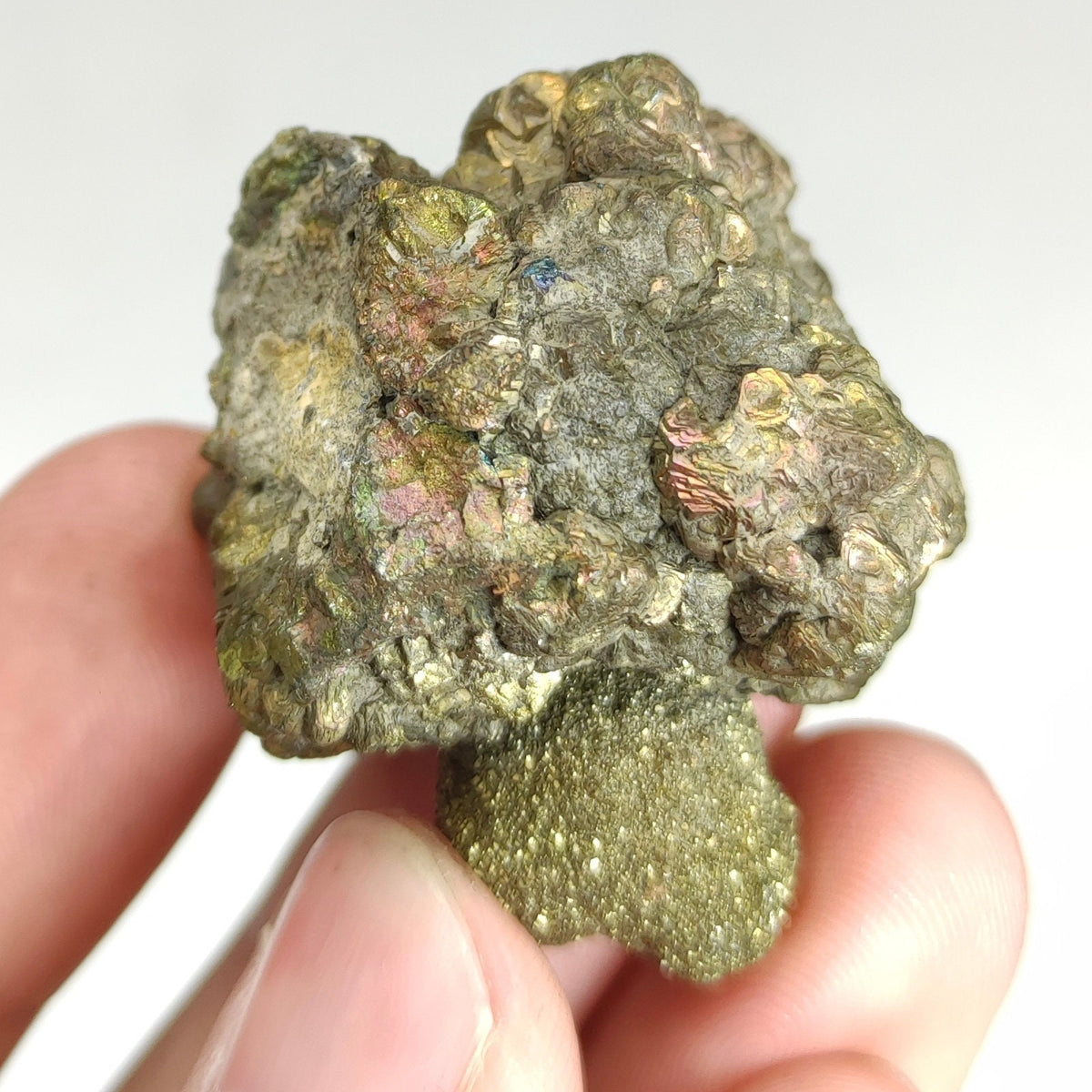 Natural golden Marcasite crystal with rainbow effect on surface from Pakistan, 58.4 grams