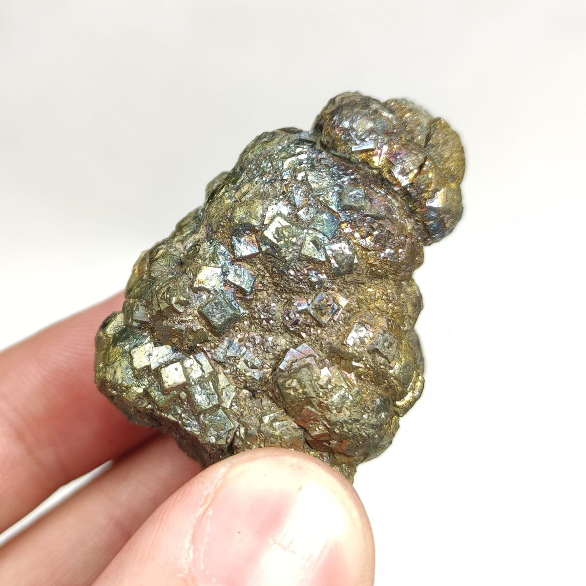 Natural golden Marcasite crystal with rainbow effect on surface from Pakistan, 82.8 grams