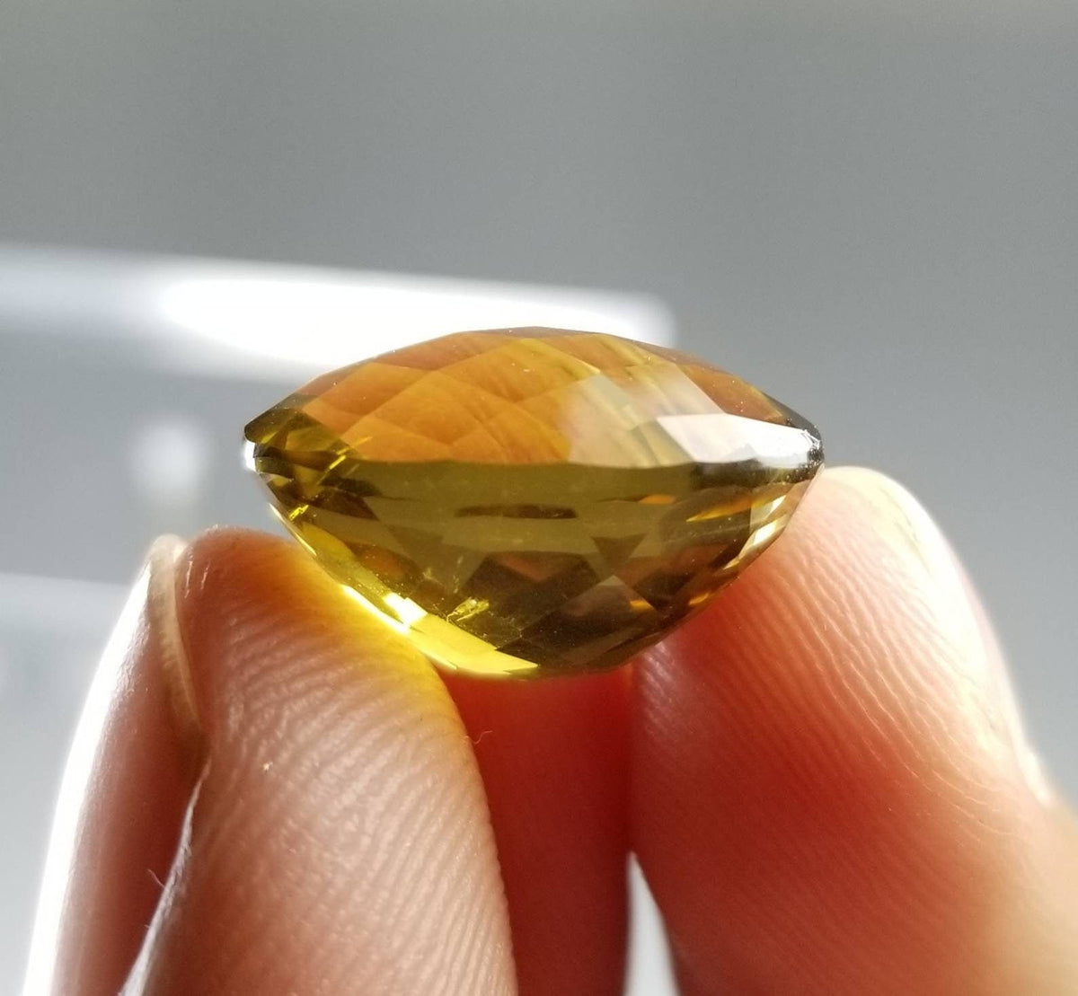 Natural good quality checkerboard faceted ring size citrine loose gemstone
