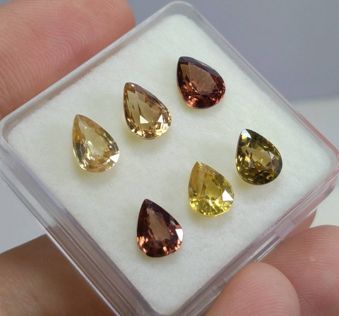 Faceted Zircon Gems Set, Untreated VV Clarity, 12.5 Carats