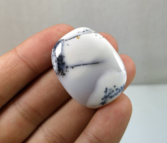 Natural Dendritic Opal Cabochon (33x26x7.1 mm)