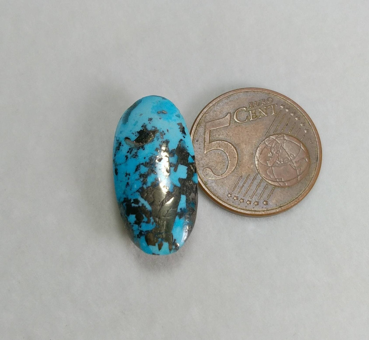 Oval Turquoise Pyrite Cabochon, 17 Carats