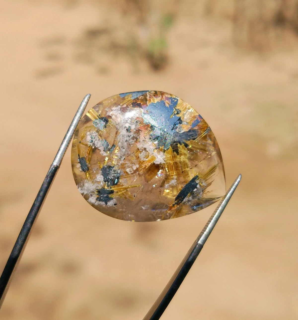 41 Carat Golden Rutile Quartz Cabochon (31x25 mm)