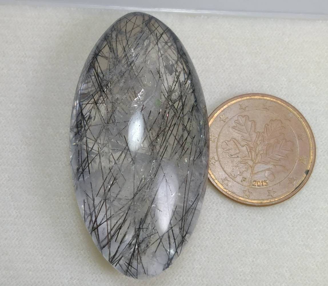 Oval Black Tourmaline Included Quartz, Polished Gemstone (137 Carat)