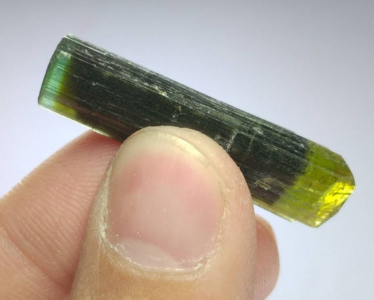 Double Terminated Green Cap Tourmaline Crystal, 9.4 grams