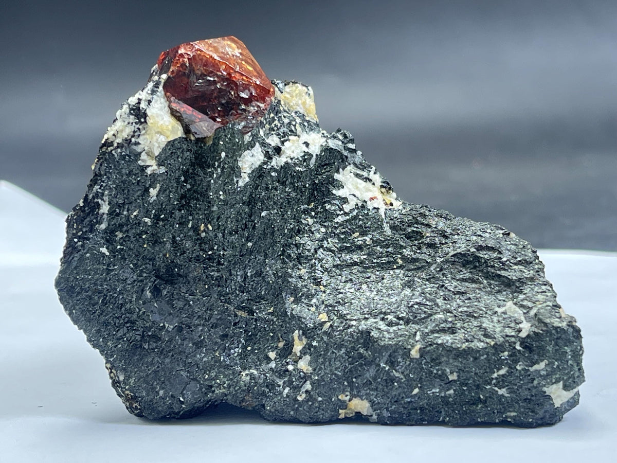 Zircon On Matrix | Red Zircon Mineral Specimen | bicolor yellow and Red Zircon on biotite matrix | Red Zircon Specimen from Pakistan 218 g