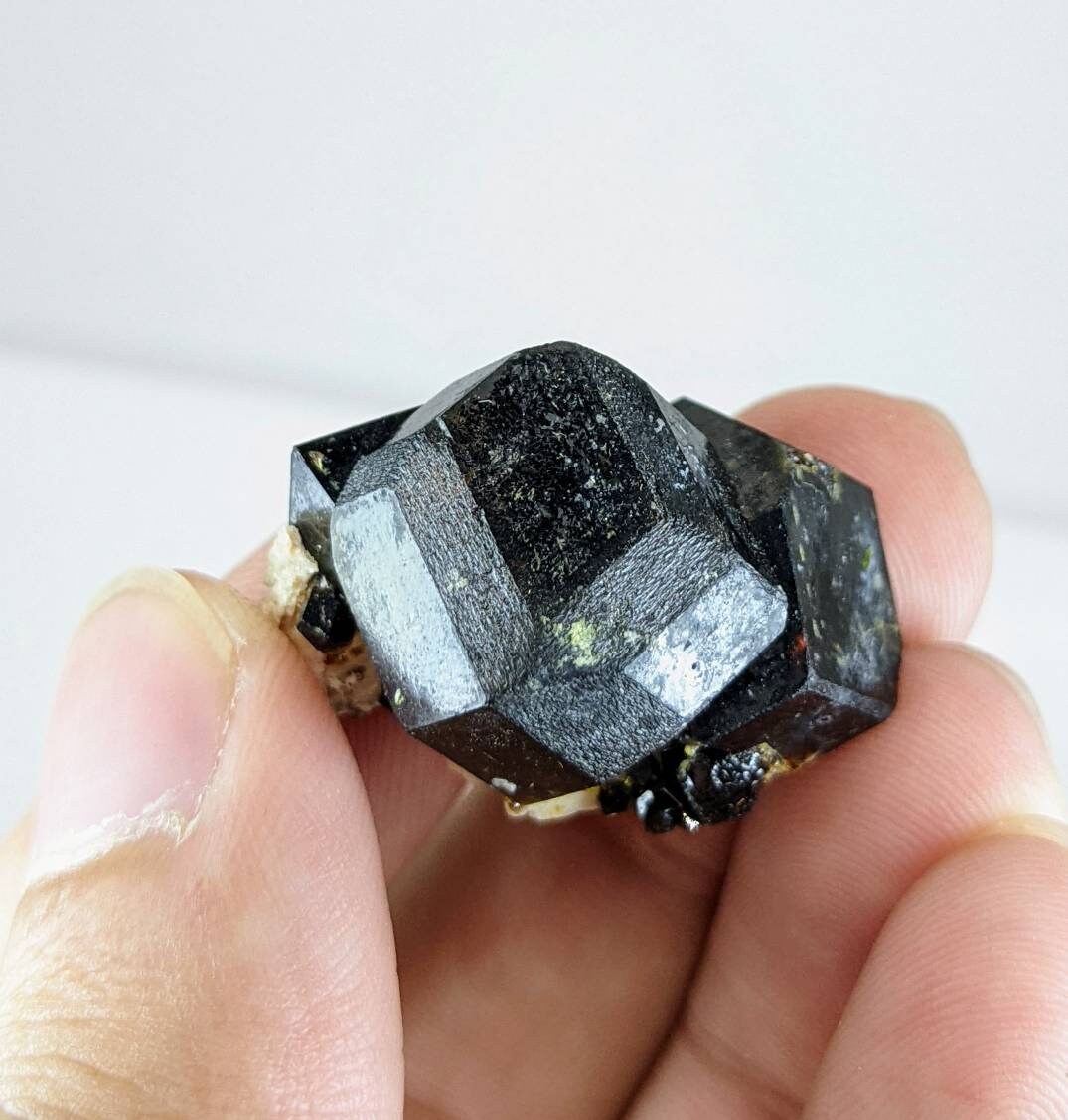 On matrix andradite garnet crystals with green epidote from Pakistan, 17.1 grams