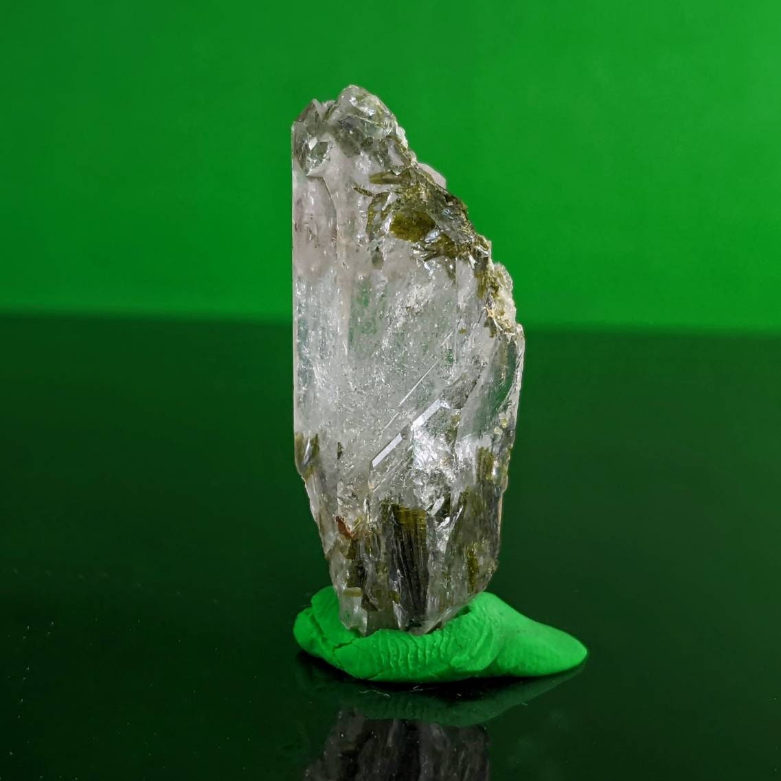 Balochistan Epidote Included Quartz Crystal, Green Mineral Specimen