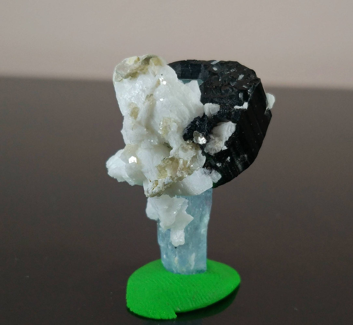 Aquamarine Crystal with Albite and Black Tourmaline, Pakistan