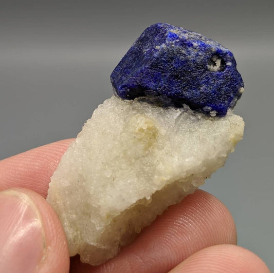 Lazurite Crystal on Calcite Matrix, Afghanistan Mineral Specimen (11.5 grams)