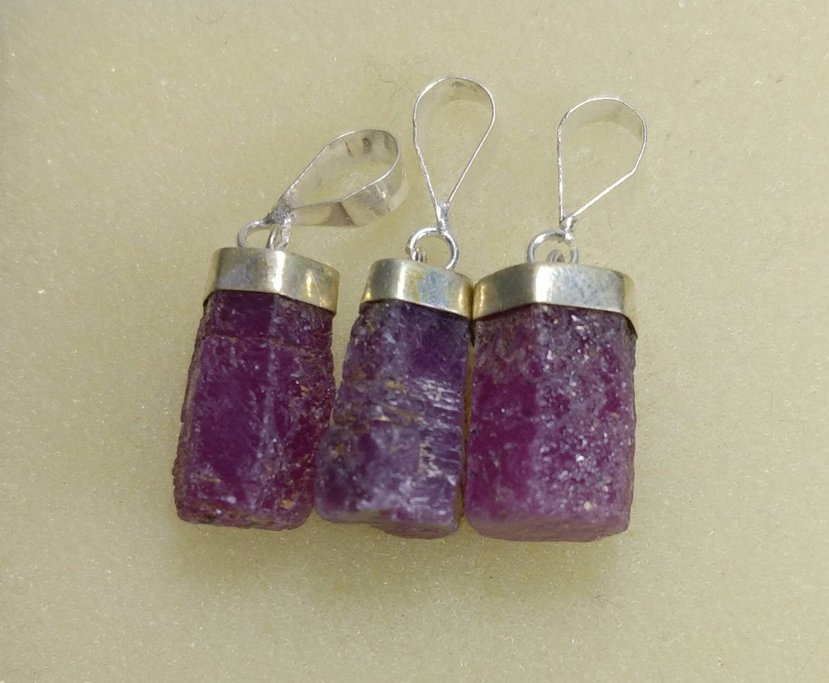 Natural Ruby Sterling Silver Pendants