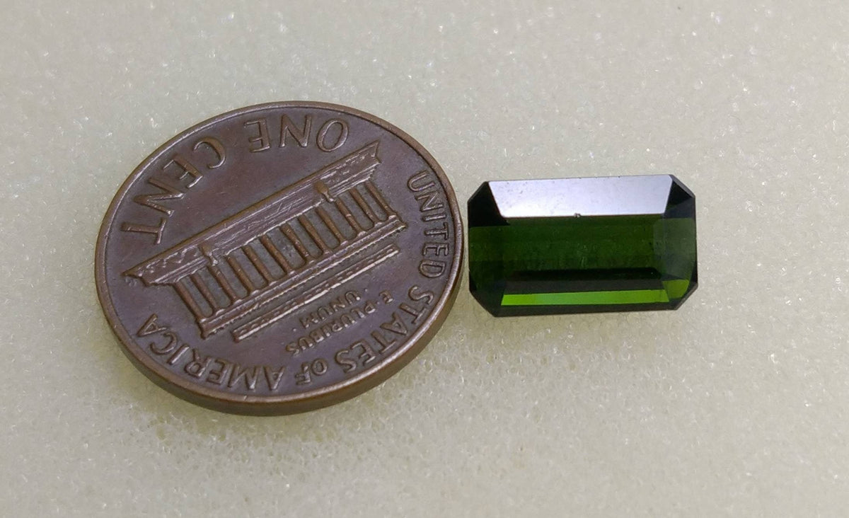 5 Carat Green Tourmaline Gem, Faceted Radiant Cut
