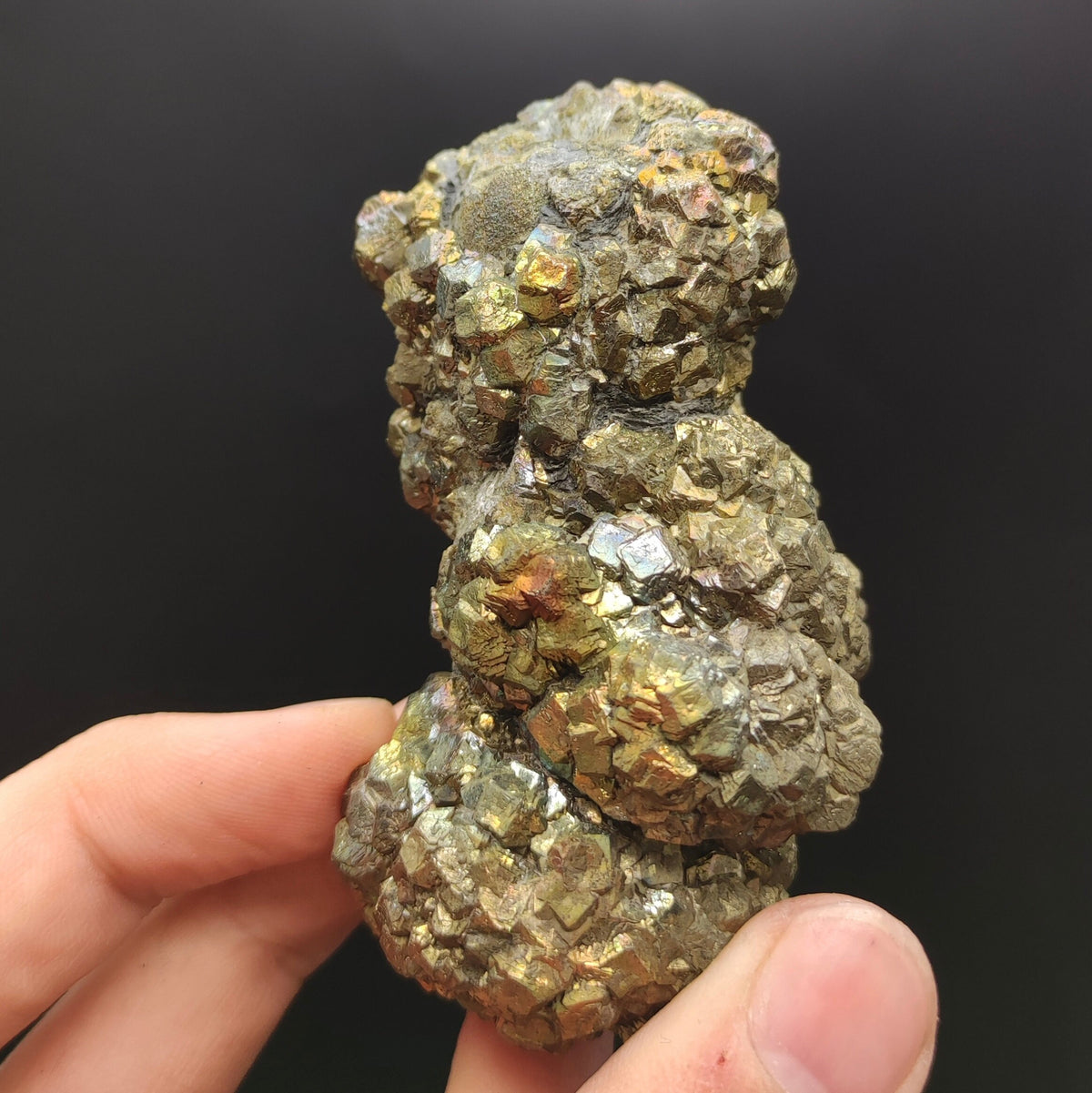 Natural golden Marcasite crystal with rainbow effect on surface from Pakistan, 294 grams