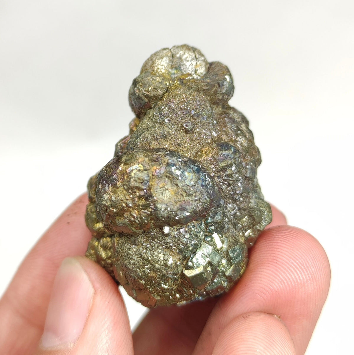 Natural golden Marcasite crystal with rainbow effect on surface from Pakistan, 82.8 grams