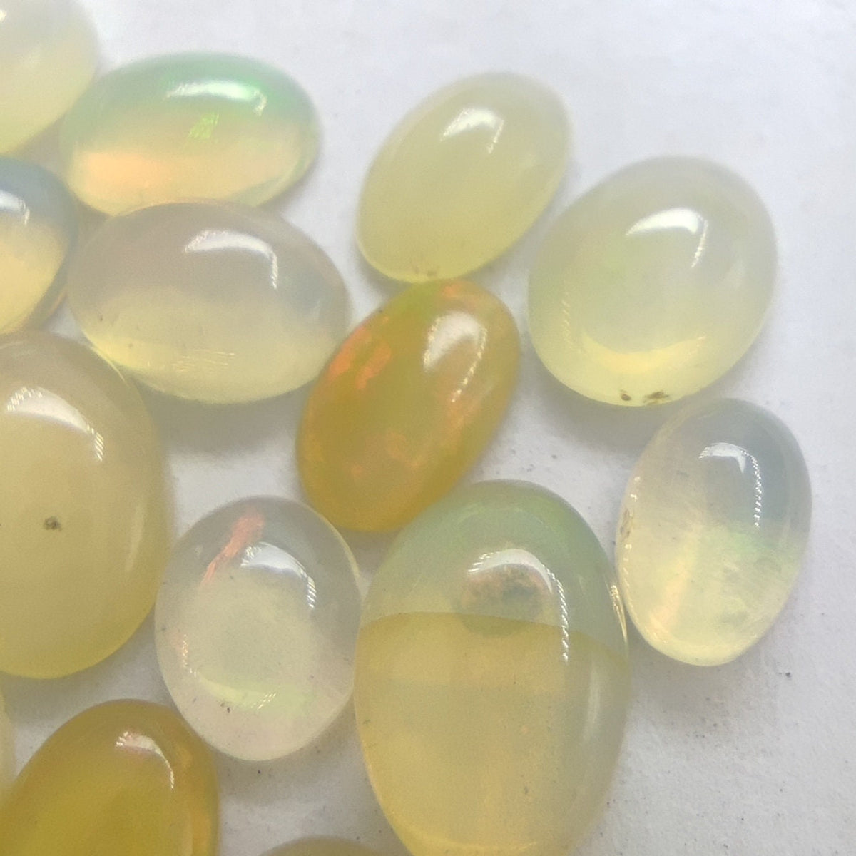 Natural small lot small sizes oval shapes fire opal Cabochons, 29 pieces, 10 carats