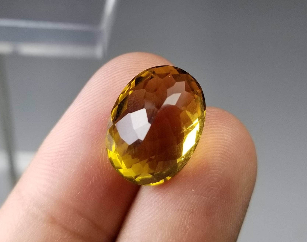 Natural good quality checkerboard faceted ring size citrine loose gemstone