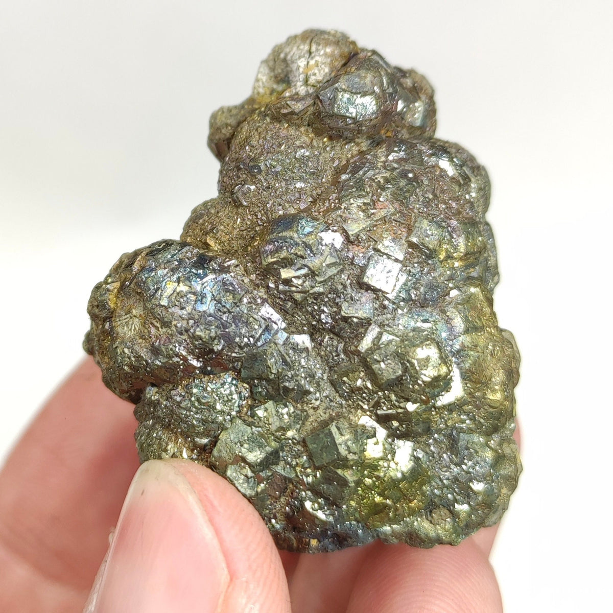 Natural golden Marcasite crystal with rainbow effect on surface from Pakistan, 82.8 grams