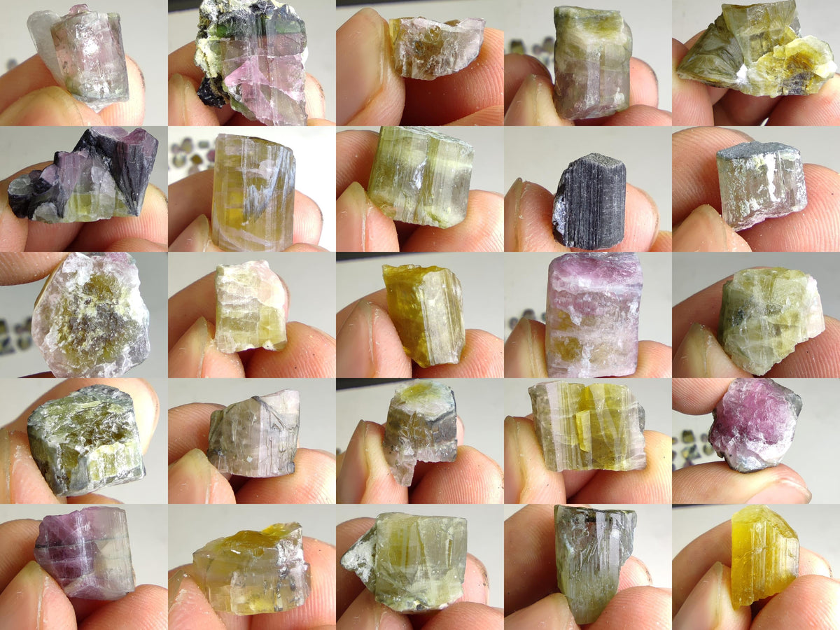 Natural small 27 pieces lot of bicolor tourmaline crystals from Afghanistan, 86.6 grams
