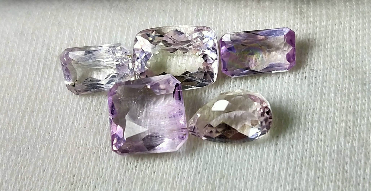 Natural good quality ring sizes faceted kunzite gems