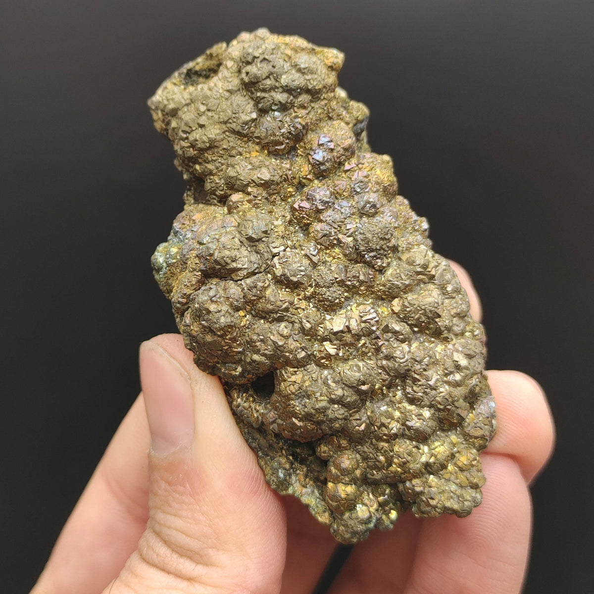 Natural golden Marcasite crystal with rainbow effect on surface from Pakistan, 98 grams