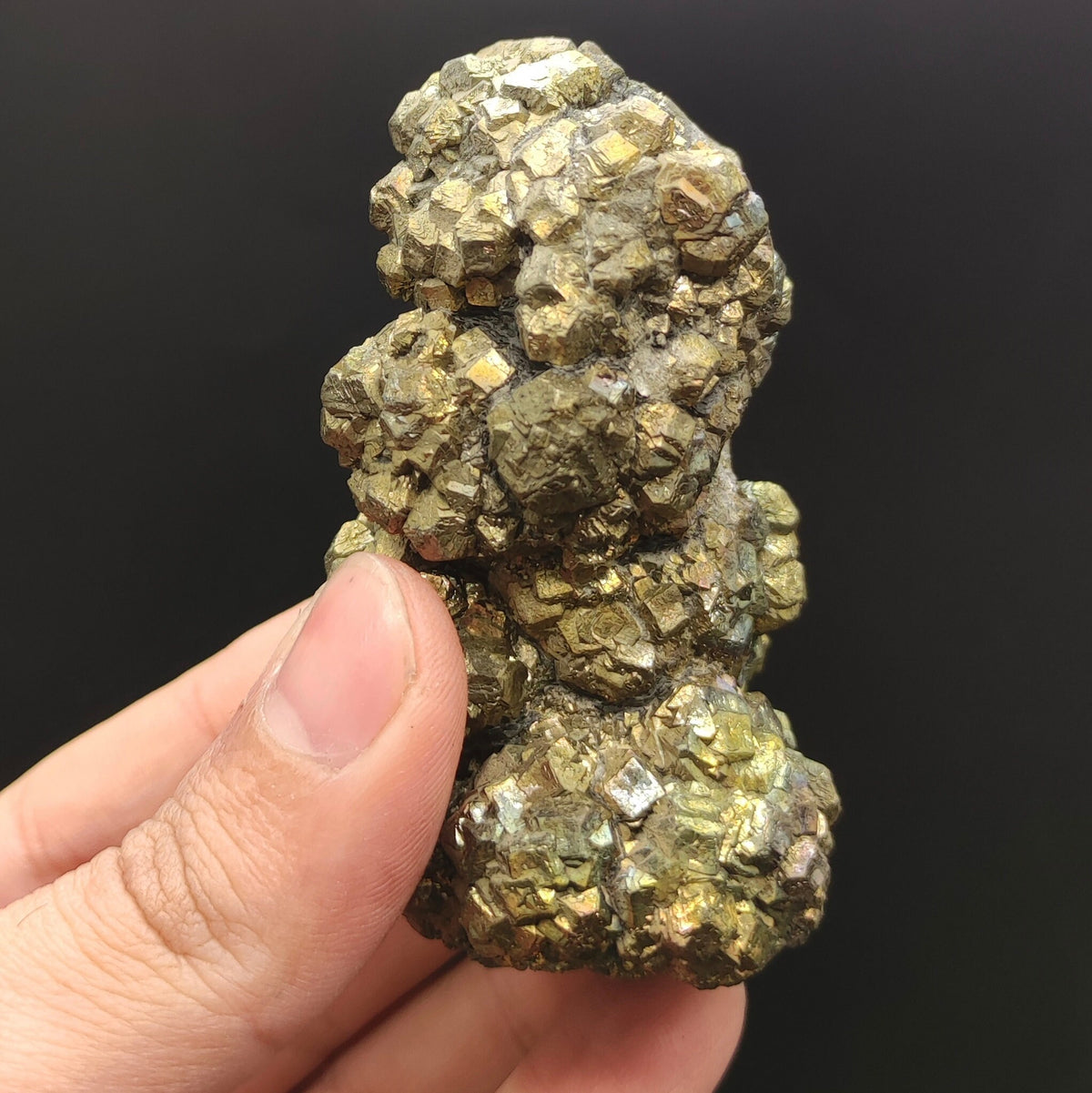 Natural golden Marcasite crystal with rainbow effect on surface from Pakistan, 294 grams