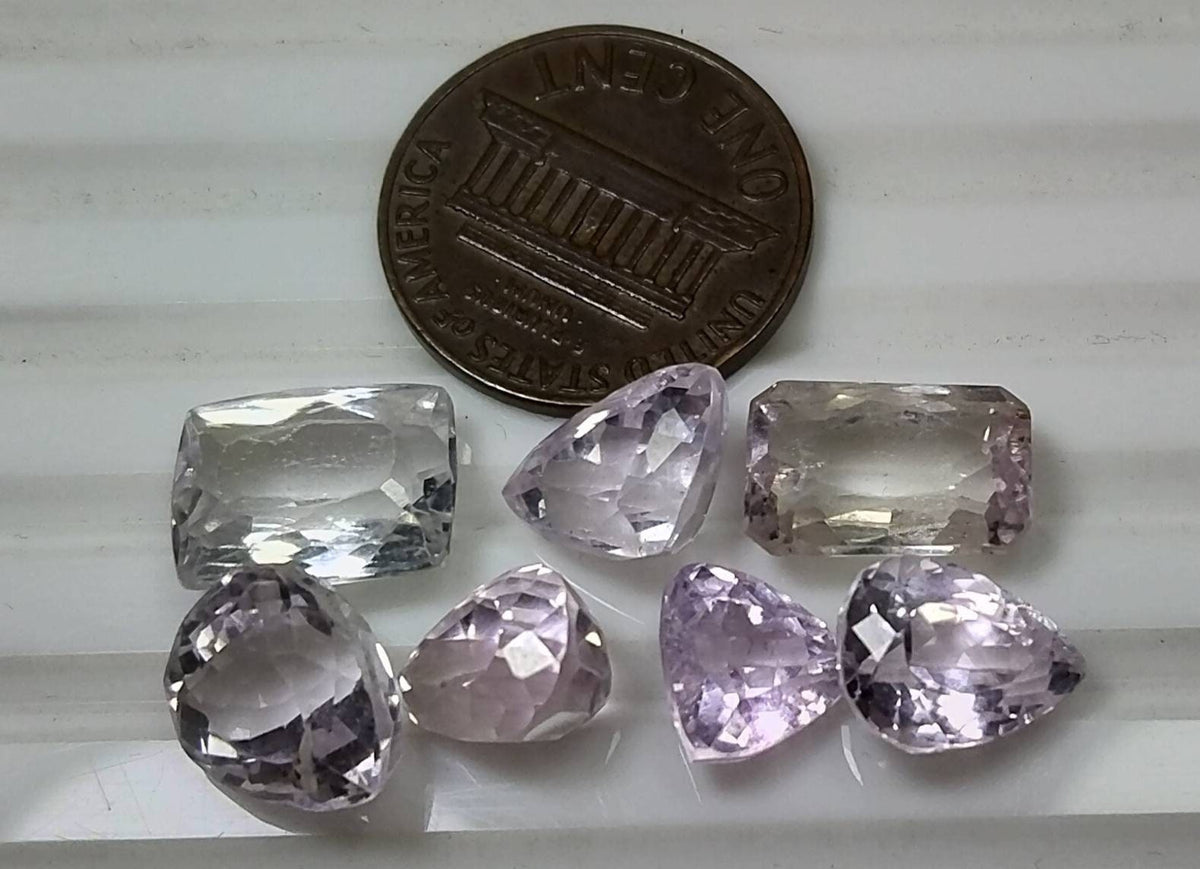 Natural good quality ring size faceted kunzite gems