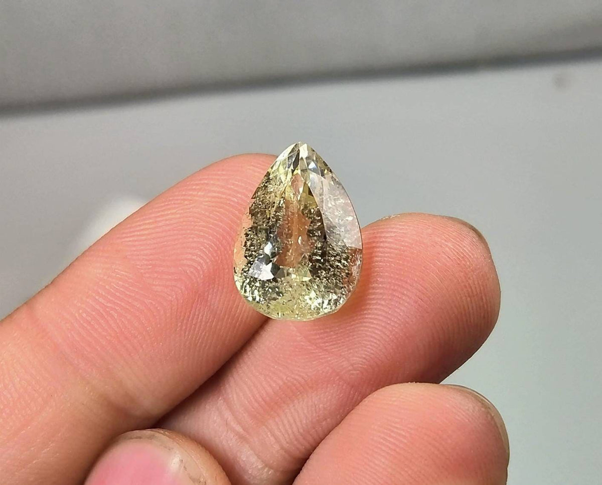 Faceted Pear Kunzite Gemstone, 11 Carats
