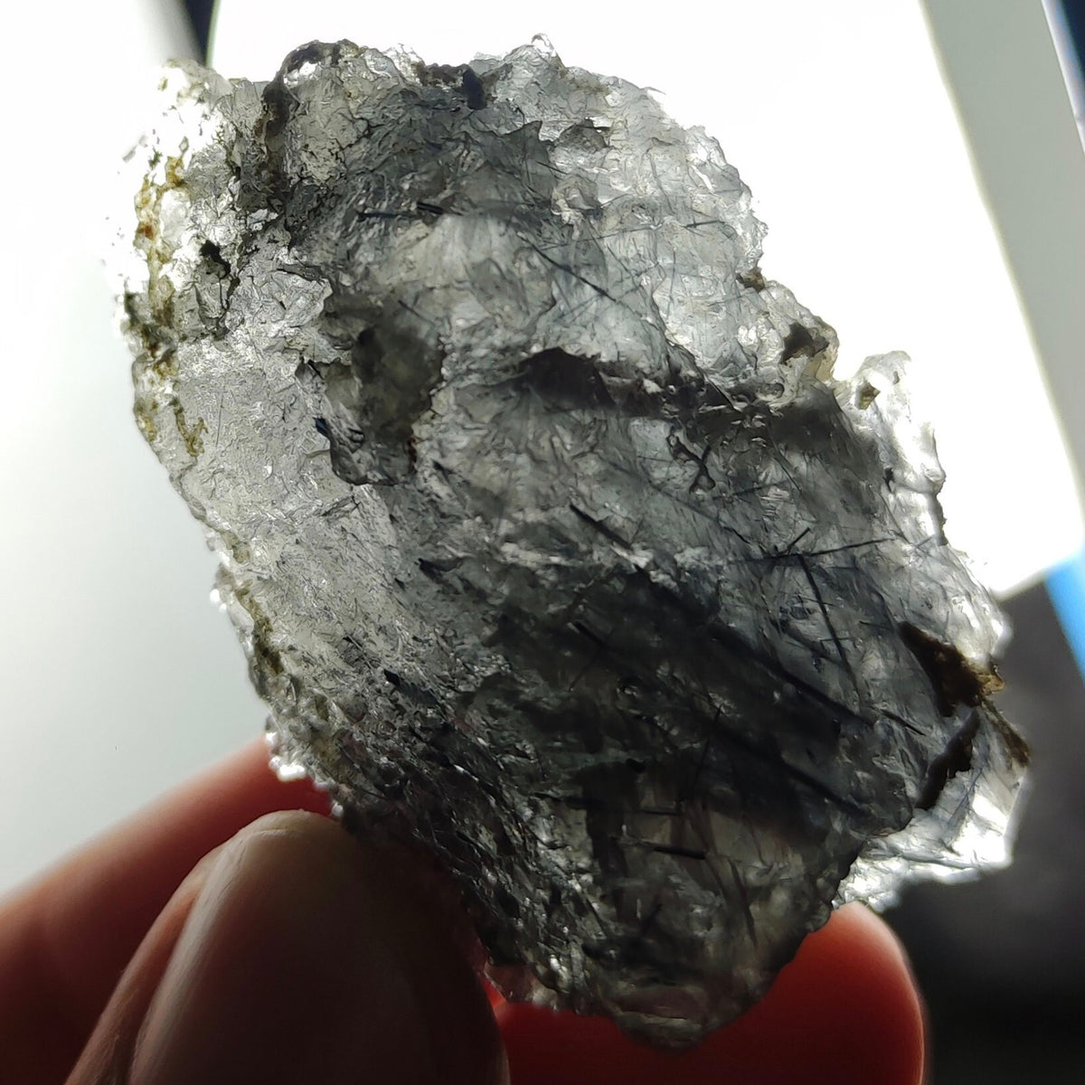Natural Magnecio-Reibeickite included etched quartz crystal  from Zagi mountain KP Pakistan, 28.7 grams