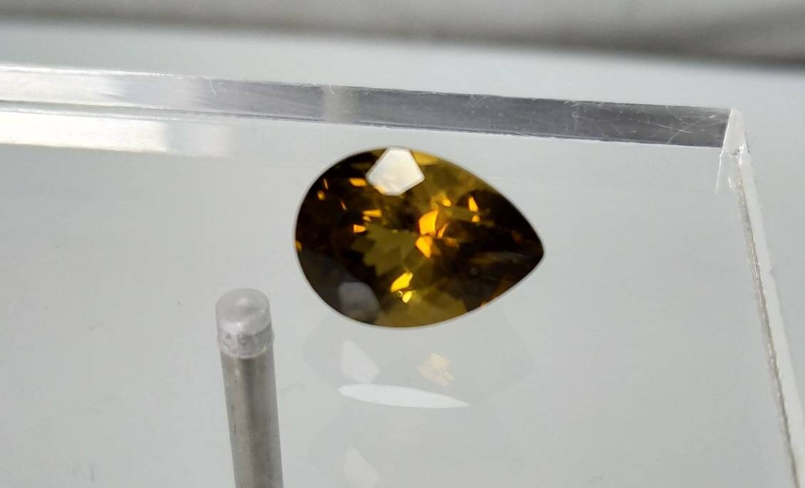 Faceted Pear Citrine Gemstone, 7 Carats