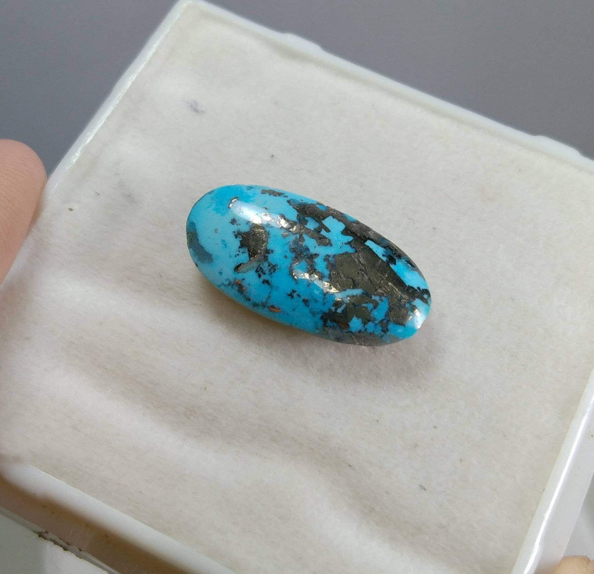 Oval Turquoise Pyrite Cabochon, 17 Carats