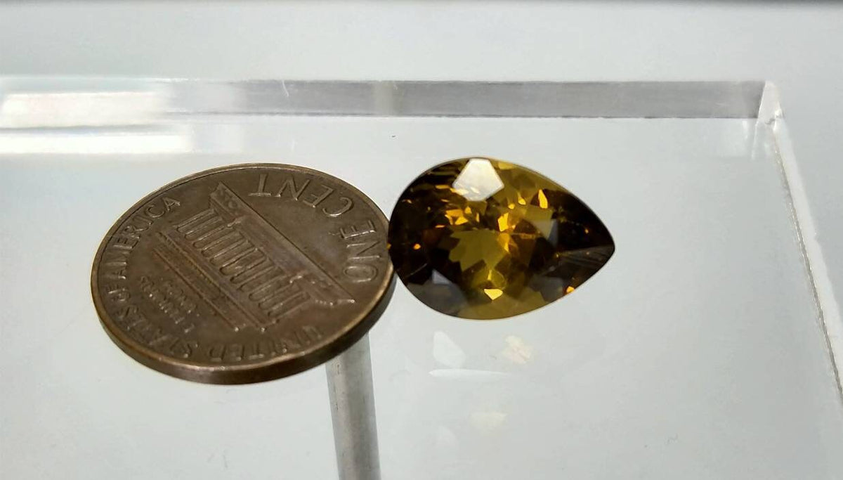 Faceted Pear Citrine Gemstone, 7 Carats